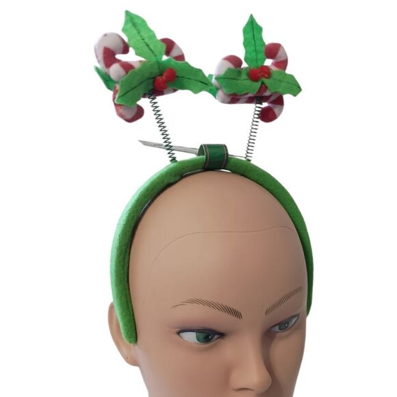 Christmas Bopper Headband Candycane Holly Berry Christmas House Felt Jiggly - Picture 11 of 16